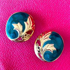 Vintage Edgar Berebi Clip On Enamel Earrings